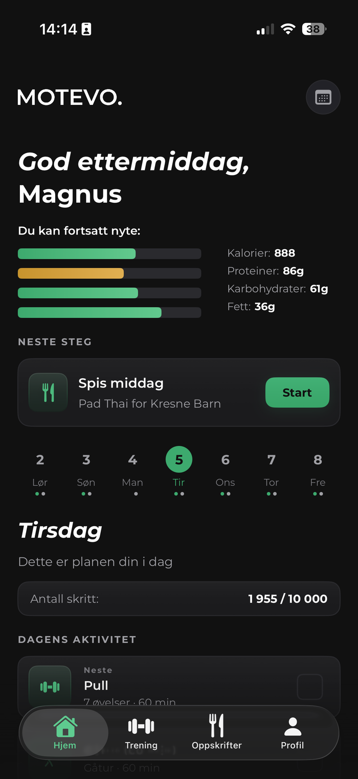 MOTEVO. app — oversikt